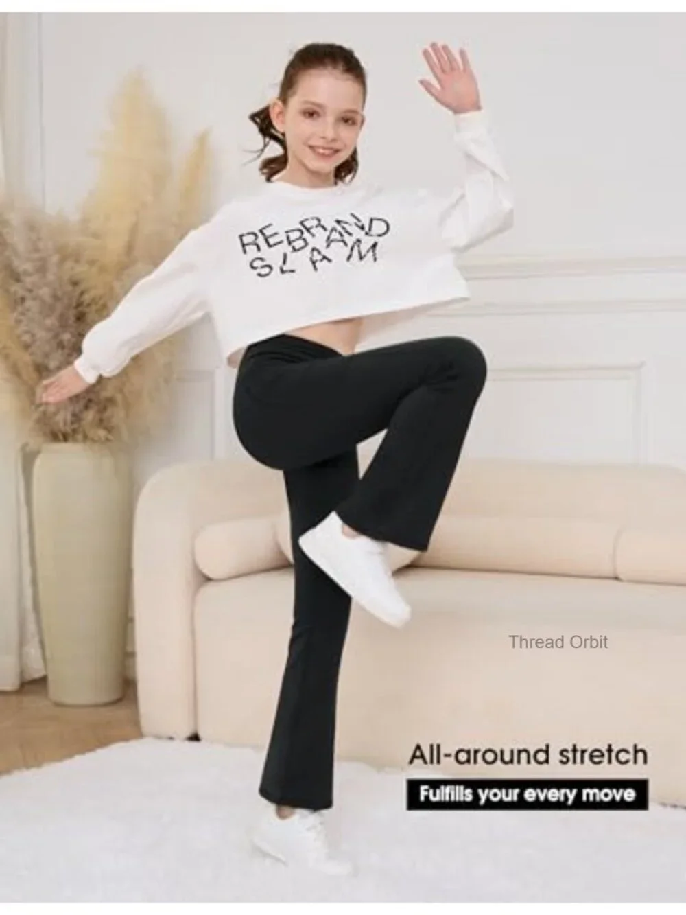 Fleece Lined Flare Leggings with Pockets Crossover High Waisted Bootcut Yoga